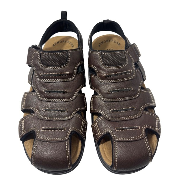 Dockers Mens Fisherman Sandals Brown Adjustable Strap MemoryFoam Comfort Size 8M